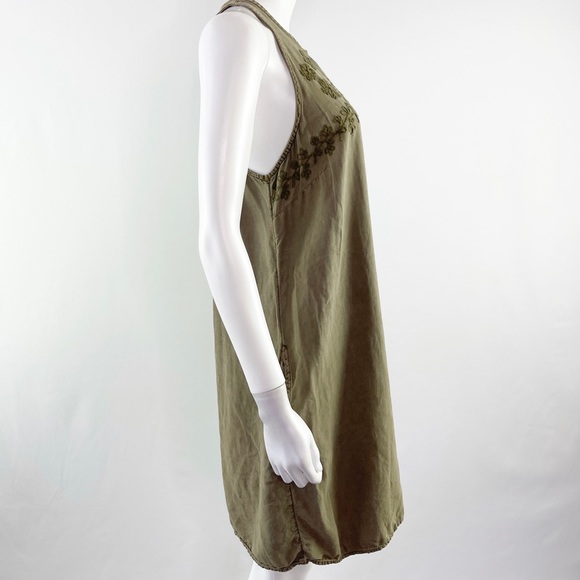 Superdry Olive Green Sleeveless Embroidered Tank Dress Size 8 - Picture 5 of 9